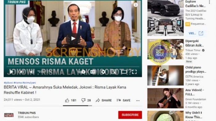 HOAKS - Beredar sebuah video yang menyebut jika Jokowi akan me-reshuffle Mensos Risma lantaran sering marah-marah.*