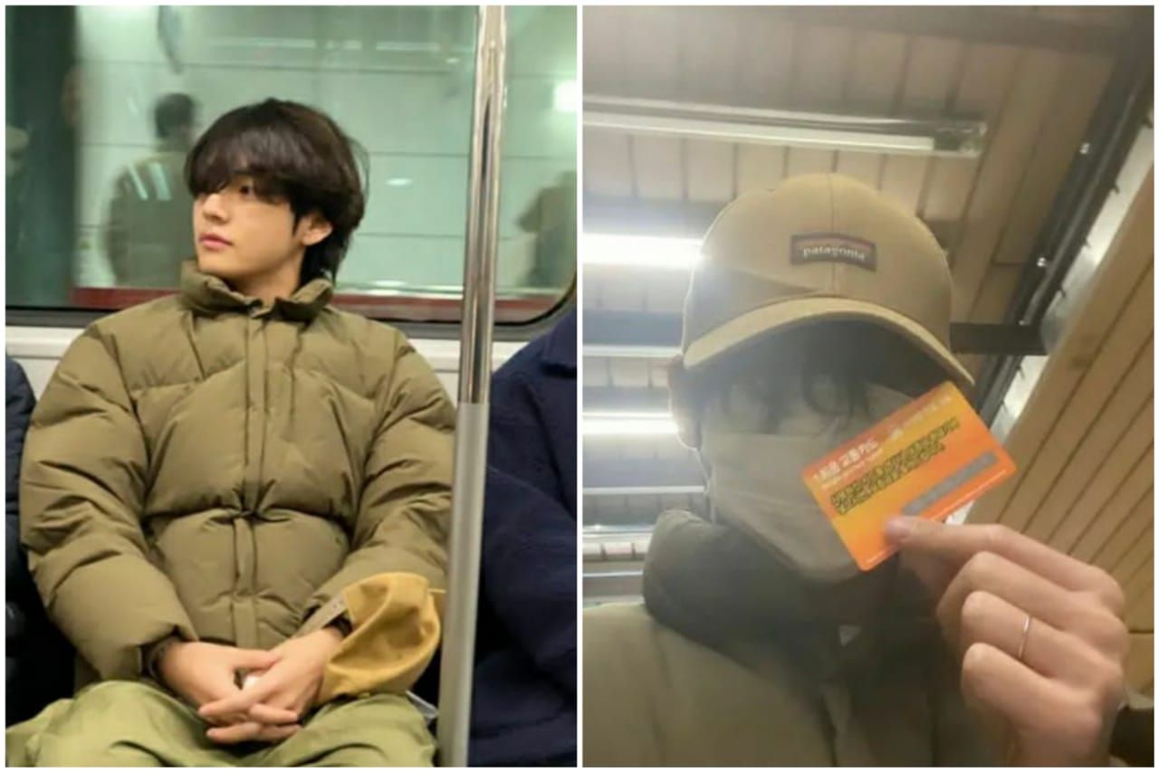 V BTS naik subway/@allbts_stories