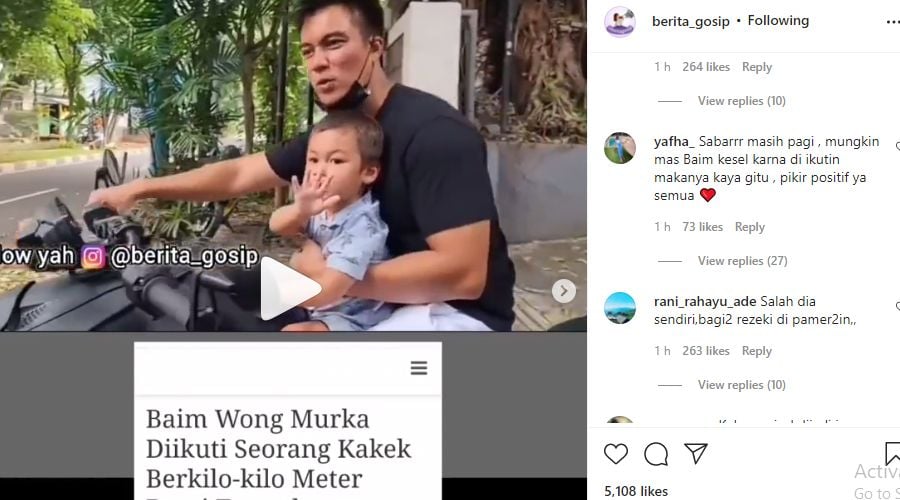 Baim Wong Ngamuk Diikuti Sosok Bapak Saat Naik Motor, Netizen: Salah Sendiri Bagi-Bagi Rezeki Dipamerin