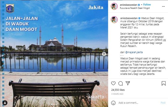 Gubernur DKI Jakarta Anies Baswedan menjelaskan soal Waduk Daan Mogot.*