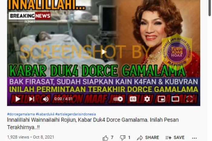 Isu kabar duka dan pesan terakhir dari Dorce Gamalama yang sedang viral di media sosial pada Senin, 11 Oktober 2021 