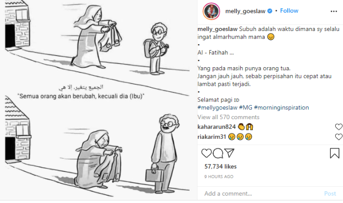    Melly Goeslaw Ungkap Momen yang Mengingatkannya Kepada Mendiang Ibunya