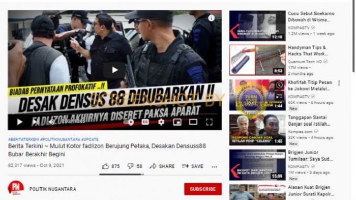 HOAKS - Beredar video yang menyebut jika Densus 88 dibubarkan dan Fadli Zon diseret paksa aparat kepolisian.*