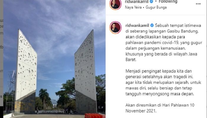 Monumen Covid-19 di Jawa Barat didedikasikan bagi tenaga kesehatan pejuang kemanusiaan pandemi Covid-19