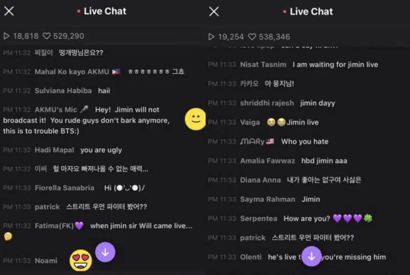 Live Chat Suhyun AKMU yang berisi komentar penggemar BTS 