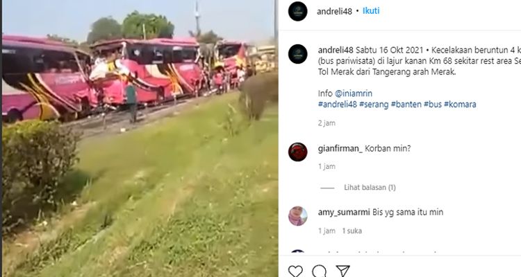 Viral video pasca kejadian 4 bus pariwisata terlibat kecelakaan beruntun di Tol Merak