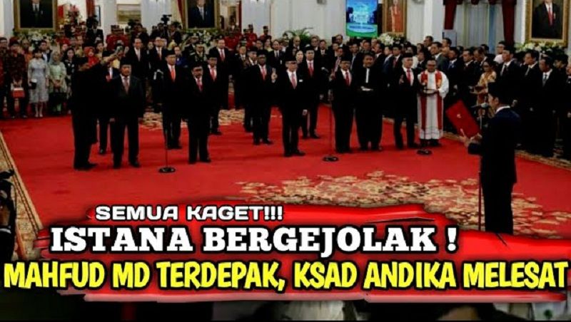 Thumbnail video yang mengisukan Mahfud MD didepak dan Presiden Jokowi tunjuk Marsekal Hadi Tjahjanto sebagai Menko Polhukam.