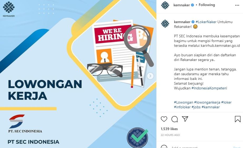 Info Lowongan Kerja (Loker) di PT SEC Indonesia 