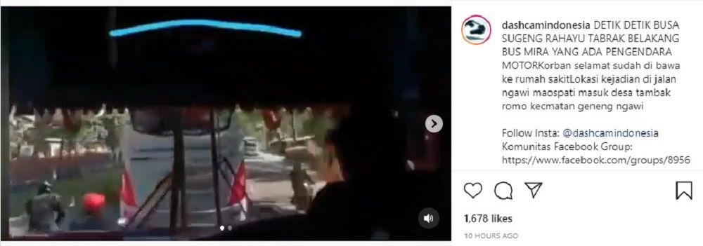 Video Bus Sugeng Rahayu menabrak Bus Mira