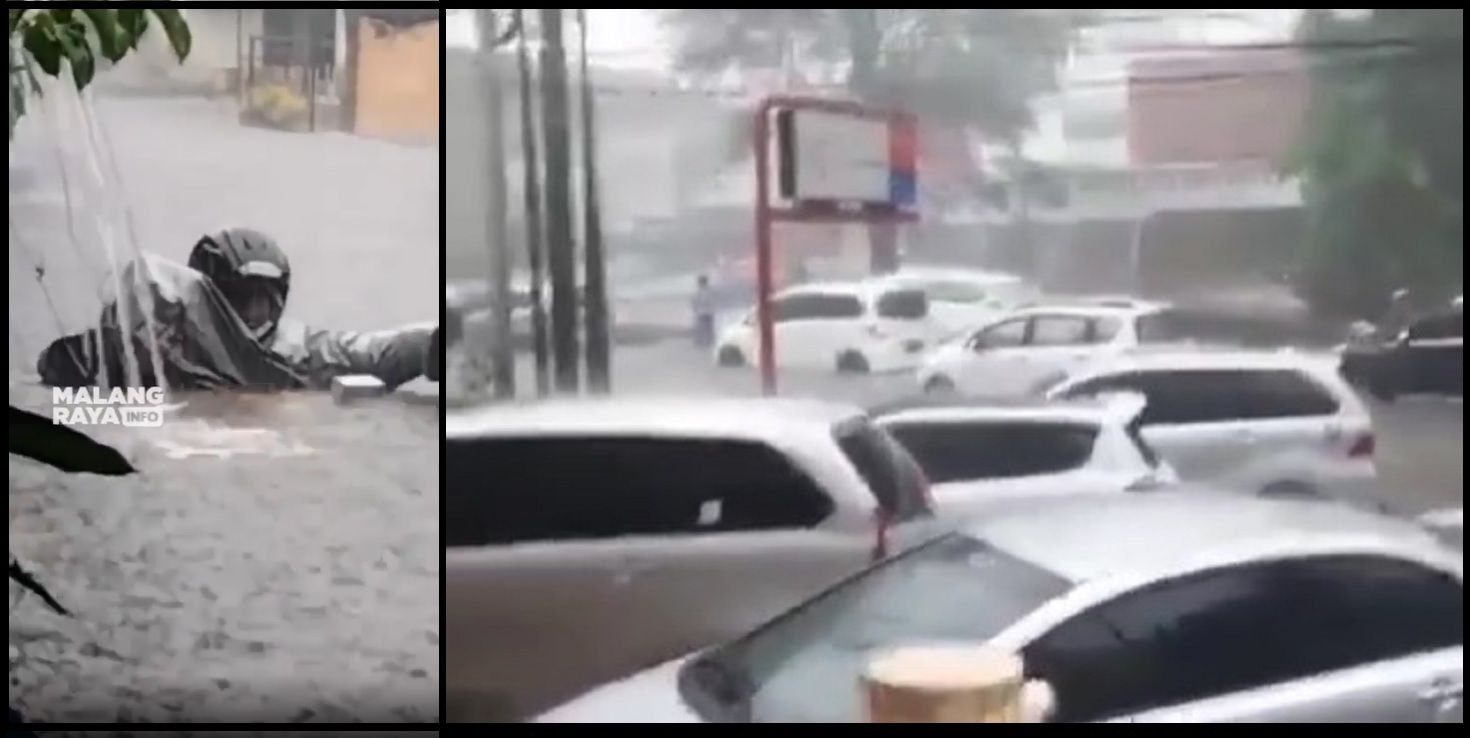 Video Viral Kota Malang Banjir Setinggi Leher Warganet Senggol Wali Kota Dataran Tinggi Kok Tergenang Zona Surabaya Raya