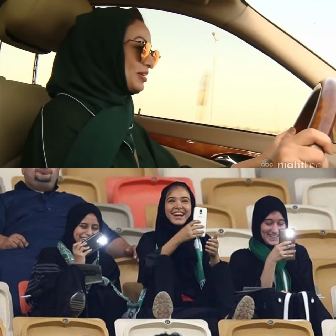Potret kebahagiaan wanita Arab Saudi yang baru saja diizinkan menyetir mobil dan menonton pertandingan olahraga di stadion pada 2018 lalu