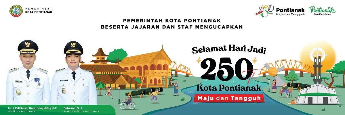 Spanduk HUT Hari Jadi Kota Pontianak Ke-250 tahun 2021 format PNG CDR