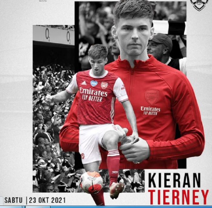 Kieran Tierney akan perkuat skuad Arsenal pada Match Day Arsenal vs Aston Villa, Sabtu 23 Oktober 2021