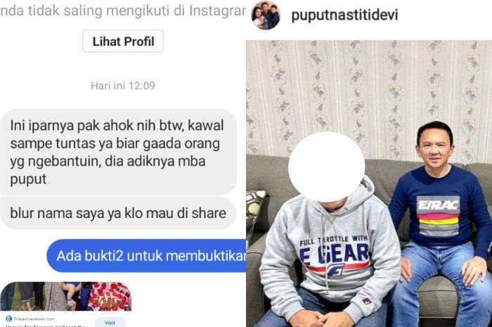 Unggahan dari seorang netizen yang menyebutkan kalau Bripda AB merupakan ipar dari Ahok pada media sosial Instagram setelah unggahan polantas pacaran pakai mobil polisi viral 