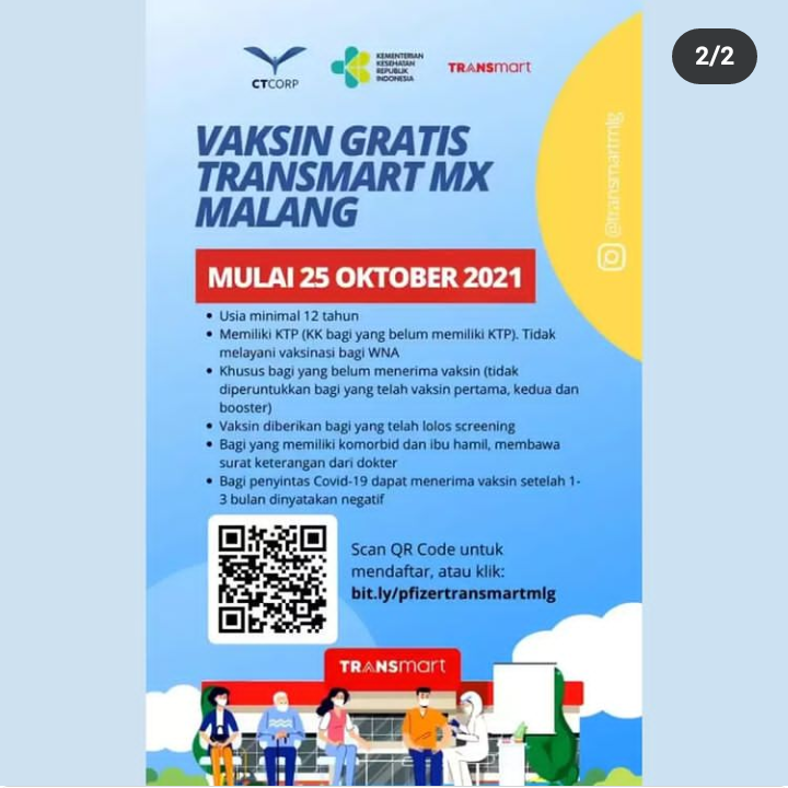 info vaksinasi di Transmart MX Kota Malang.