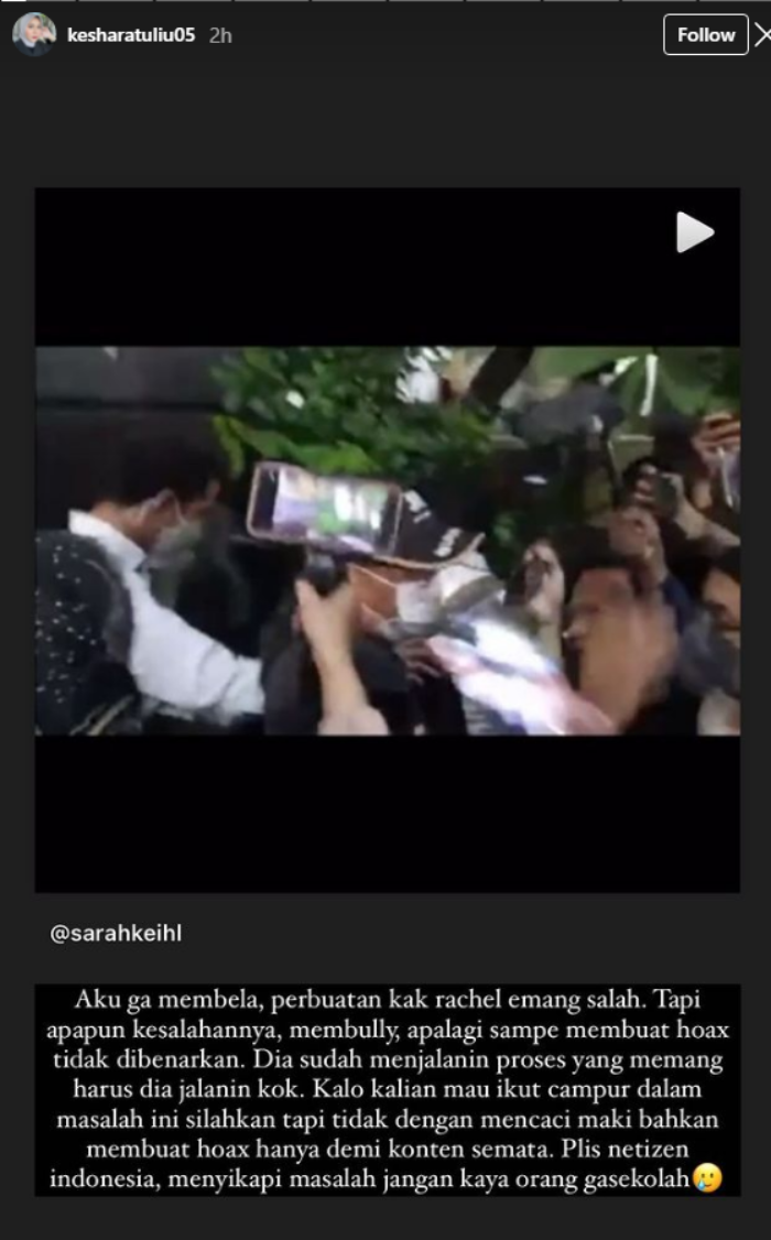 Kesha Ratuliu Turut Kritik Wartawan yang Kerumuni Rachel Vennya: Malah Kalian Juga Melanggar Prokes