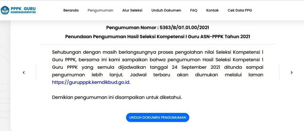 Pengumuman perubahan jadwal PPPK Guru tahap 2