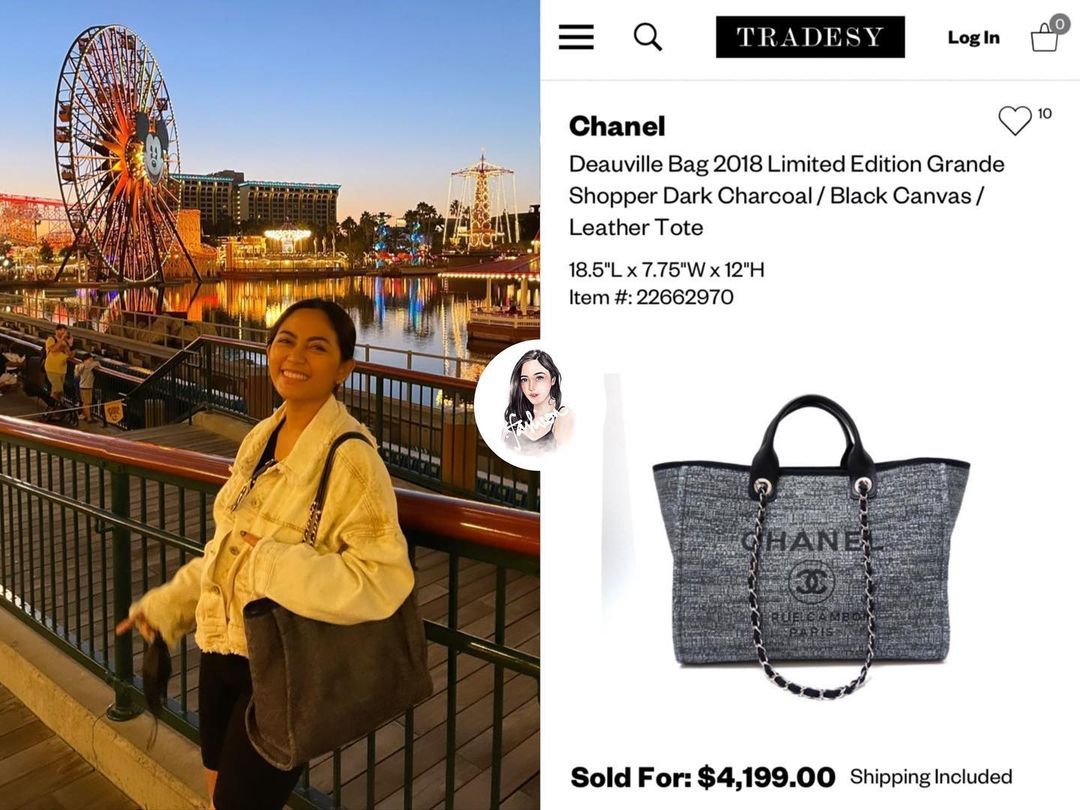Chanel Deauville Tote Bag in Charcoal milik Rachel Vennya ini memiliki harga Rp59 jutaan.