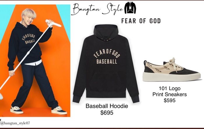 Suga BTS dengan outfit dari Fear of God 