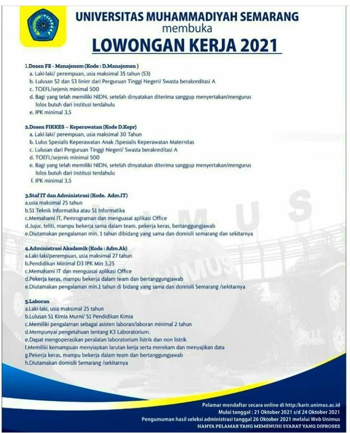 Loker Universitas Semarang