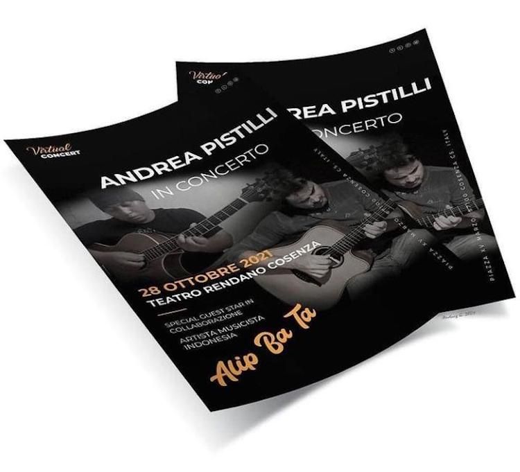Leaflet konser tunggal Andrea Pistilli bersama Alip Ba Tayang dibuat Alipers