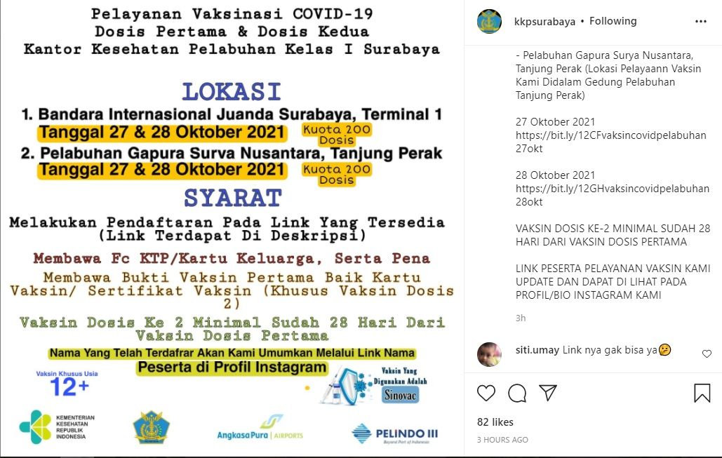 Info vaksin di Pelabuhan Tanjung Perak dan Bandara Juanda 27-28 Oktober 2021