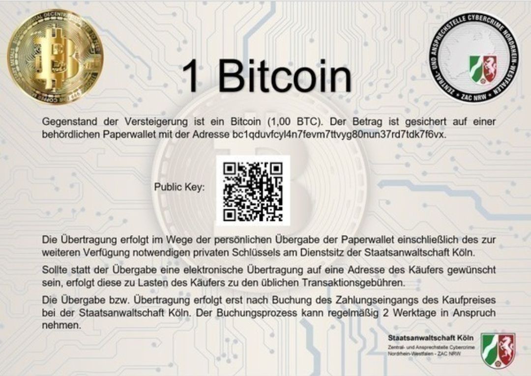 Contoh bitcoin yang dilelang.