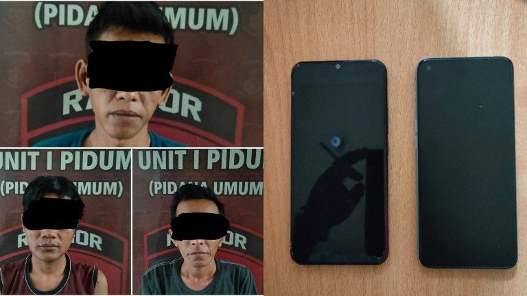 Tiga Pria Ini Curi 2 HP dan Sekarung Beras Dibekuk Satreskrim Polres Serang Kota