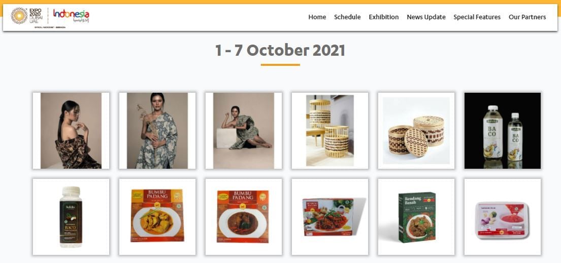 Sejumlah produk di website paviliun Indonesia