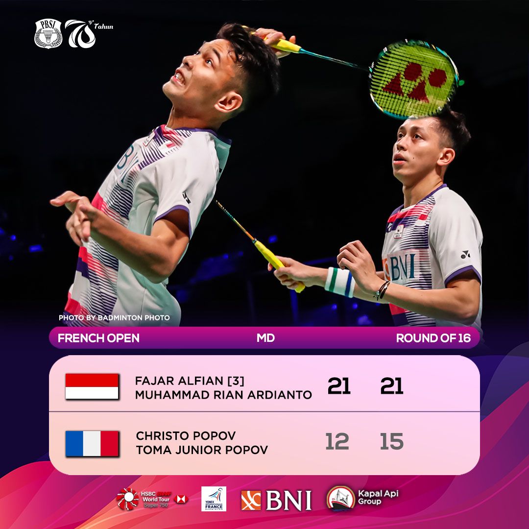 Jadwal Prancis Open 2021 Hari Ini Link Live Streaming Babak Perempat Final, Indonesia Tersisa 6 Wakil