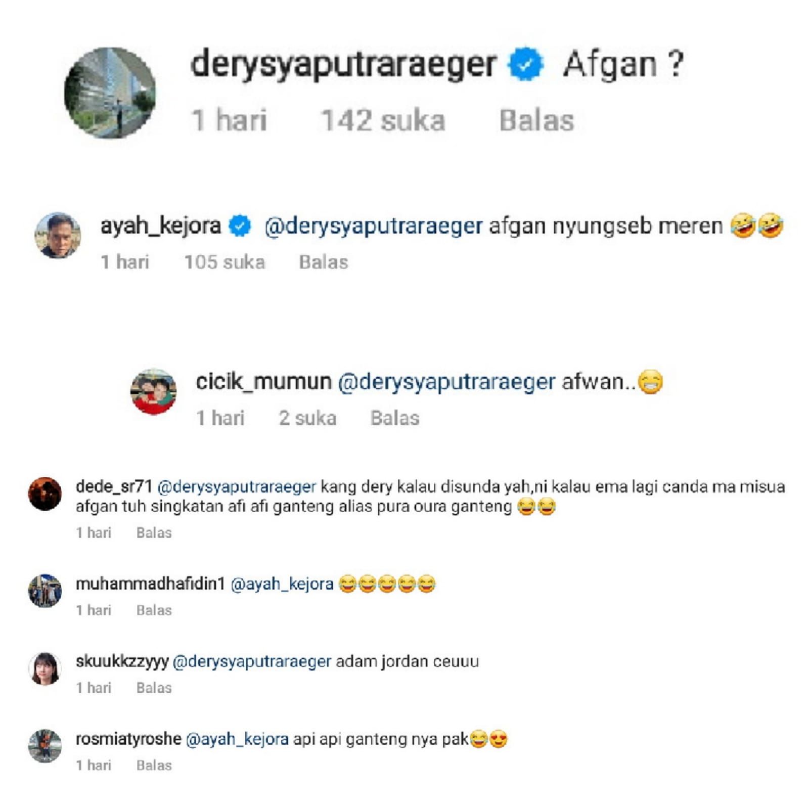 Tangkap Layar komentar pada unggahan Instagram ayah Lesti Kejora. 