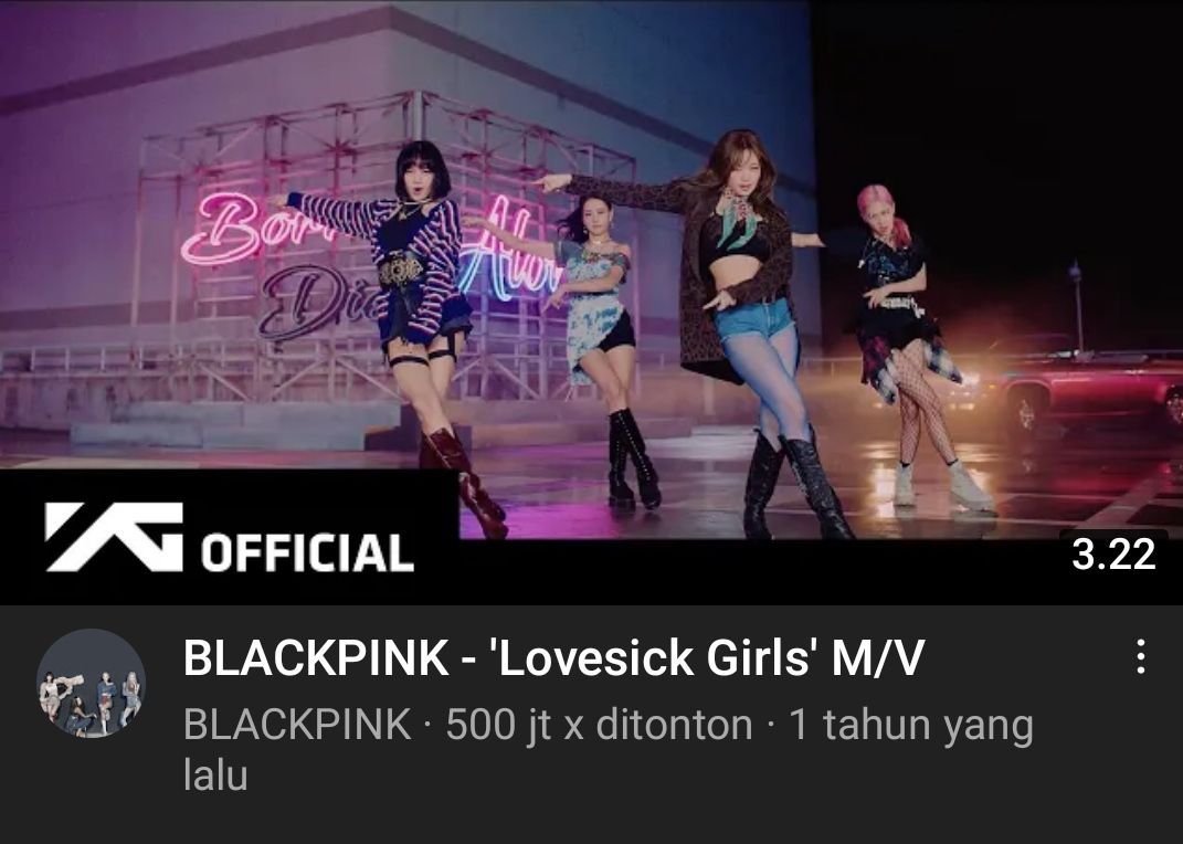 Keren! MV Lovesick Girls BLACKPINK Mencapai 500 Juta Tampilan di YouTube