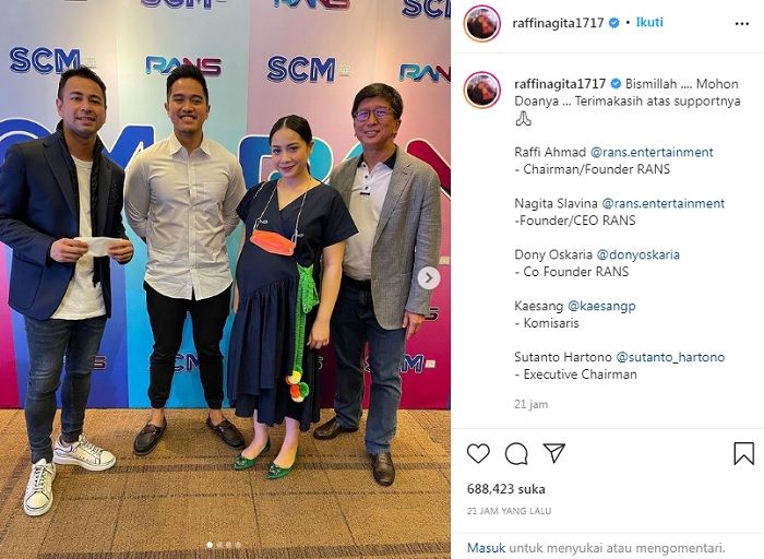 Unggahan Raffi Ahmad yang umumkan Kaesang Pangarep sebagai Komisaris RANS Entertainment