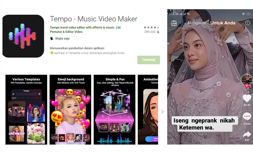 Cara edit video rias pengantin yang viral di TikTok pakai aplikasi Tempo dan link download app versi terbaru.