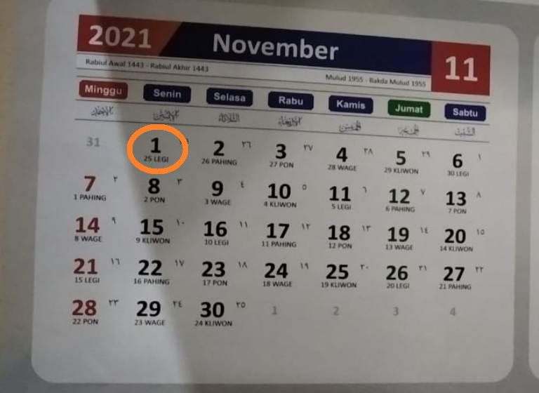 Bulan berapa november Kalender Hijriah