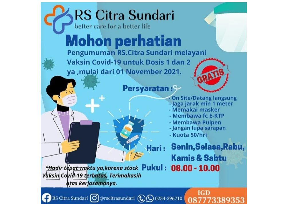 Info Vaksin Covid 19 Yang Buka Setiap Hari Di Rs Citra Sundari Cilegon Pendaftaran On Site Kabar Lumajang