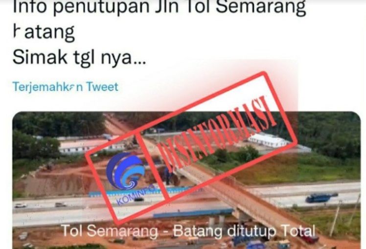 Beredar kabar hoaks yang mengeklaim bahwa jalan tol Semarang-Batang tutup total hingga Kamis, 4 November 2021. /KominfoKominfo