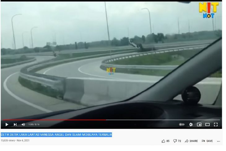 Video hoaks detik-detik mobil Pajero putih yang dinaiki Vanessa Angel kecelakaan.