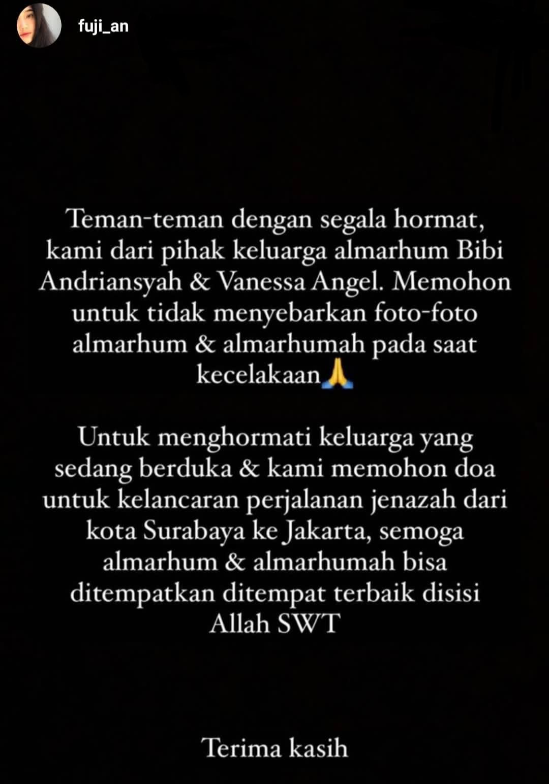 Instagram Stories adik Febri Andriansyah. 