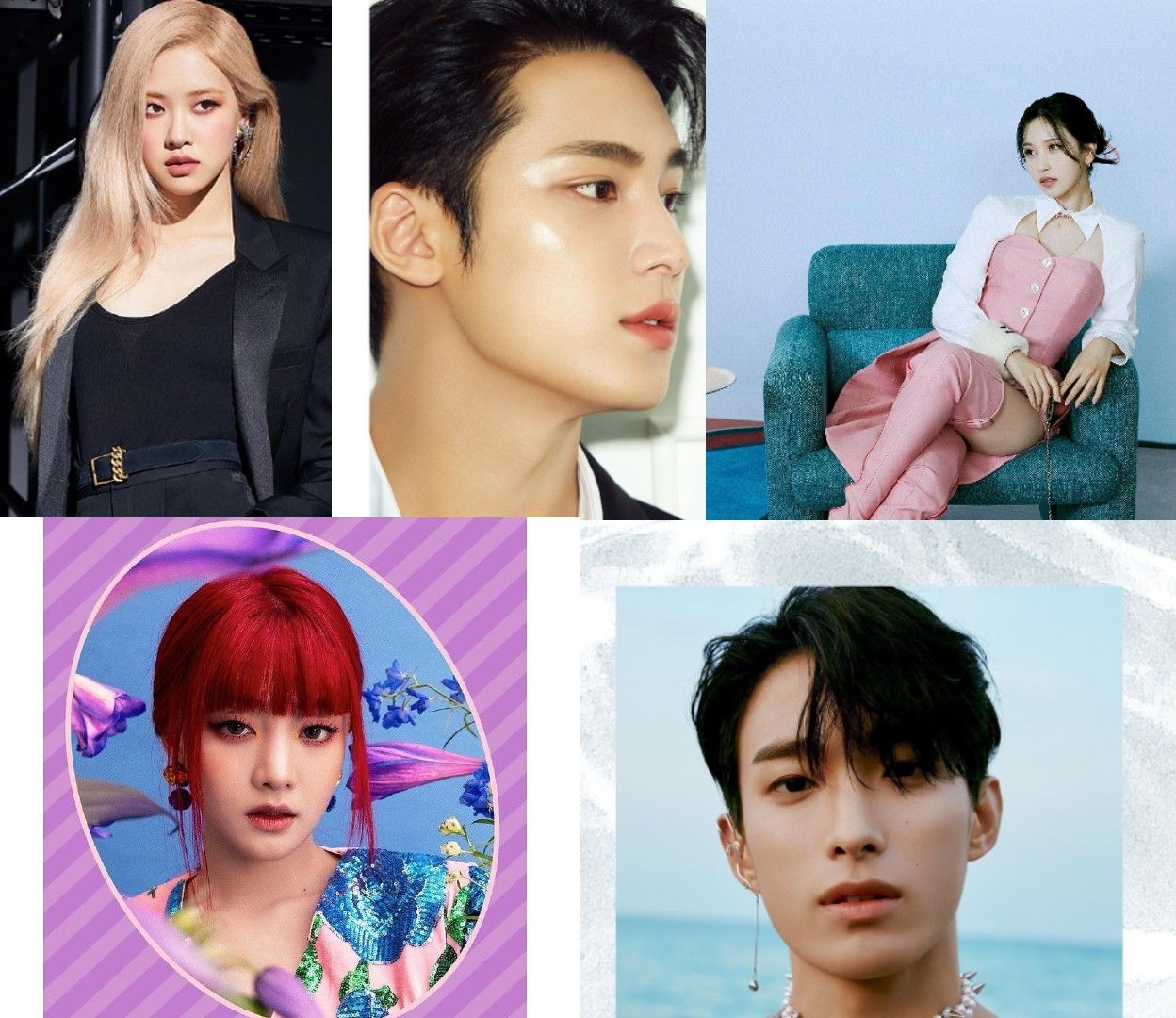  Rose BLACKPINK, Mingyu SEVENTEEN, Mina TWICE, Minnie (G)I-DLE, DK SEVENTEEN / JYPETWICE, Instagram @roses_are_rosie, @saythename_17, @official_g_i_dle