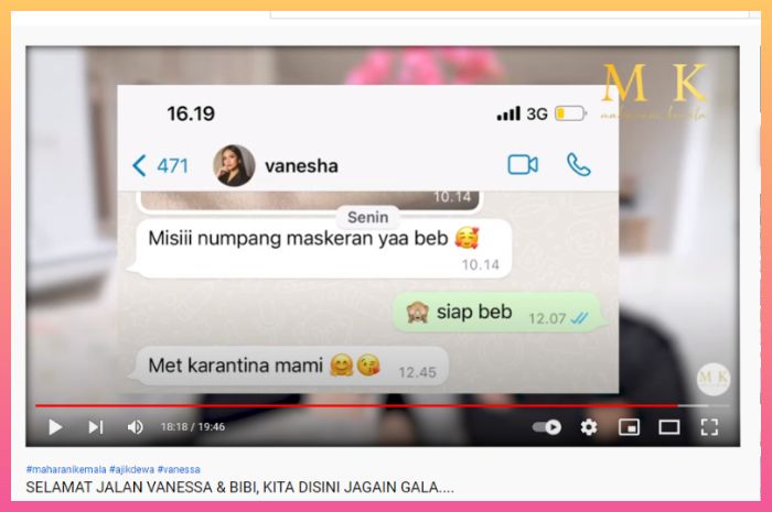 Maharani Kemala mengaku menyesal tidak membalas pesan WhatsApp dari Vanessa Angel karena alasan ini.*