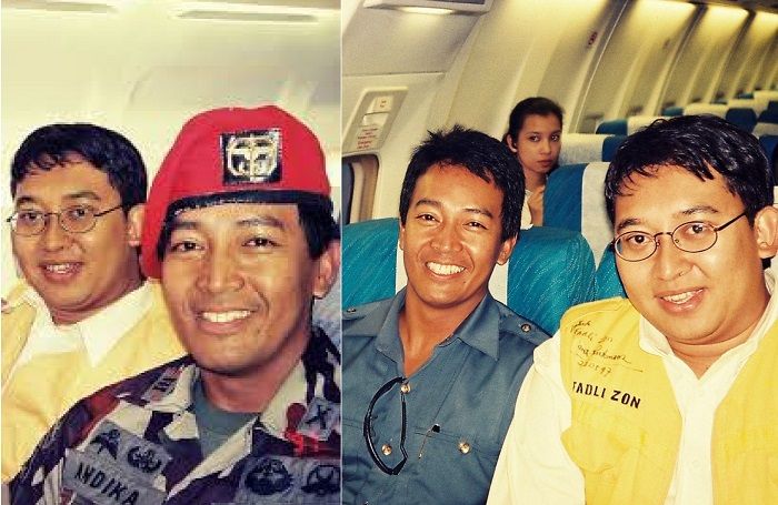 Fadli Zon memamerkan momen bersama Andika Perkasa yang saat itu berpangkat Kapten di tahun 1997.