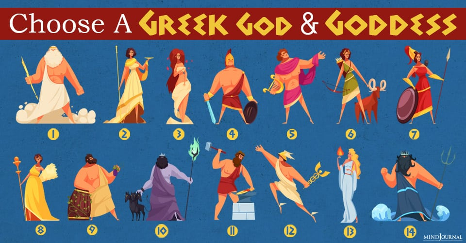 Ilustrasi gambar pilihan Dewa dan Dewi Yunani dalam tes kepribadian. 