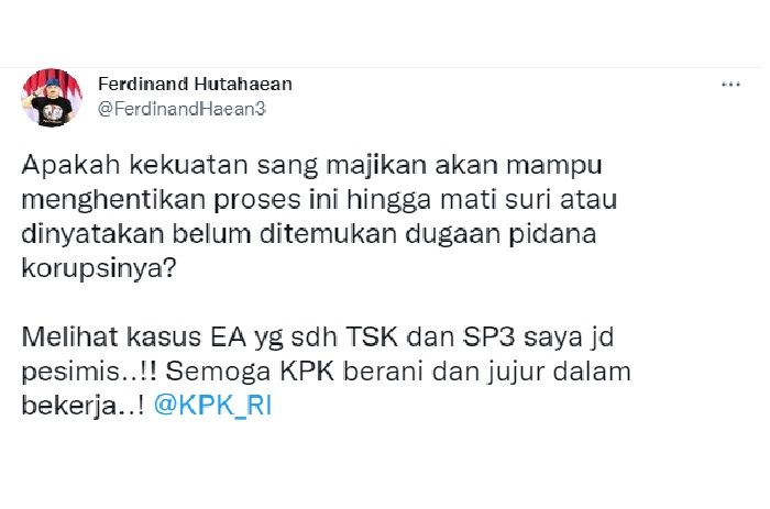 Cuitan Ferdinand Hutahaean soal penyelidikan KPK.