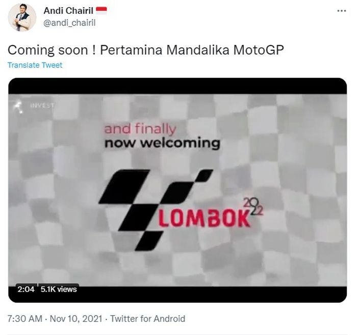 Andi Chairil Sambut MotoGP Indonesia 2022 di Sirkuit Mandalika