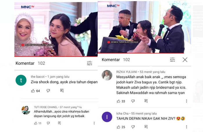 Komentar netizen nenanggapi Ziva yang mendapatkan bunga di pernikahan Ria Ricis dan Teuku Ryan.