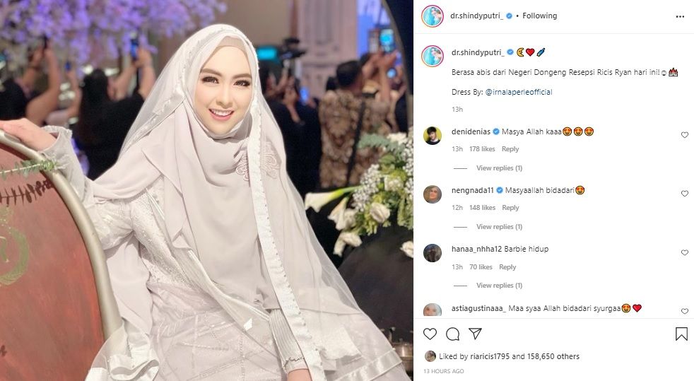 Netizen gagal fokus melihat penampilan kakak Ria Ricis, dr. Shindy Putri di pernikahan sang adik dan Teuku Ryan, disebut bak bidadari.*