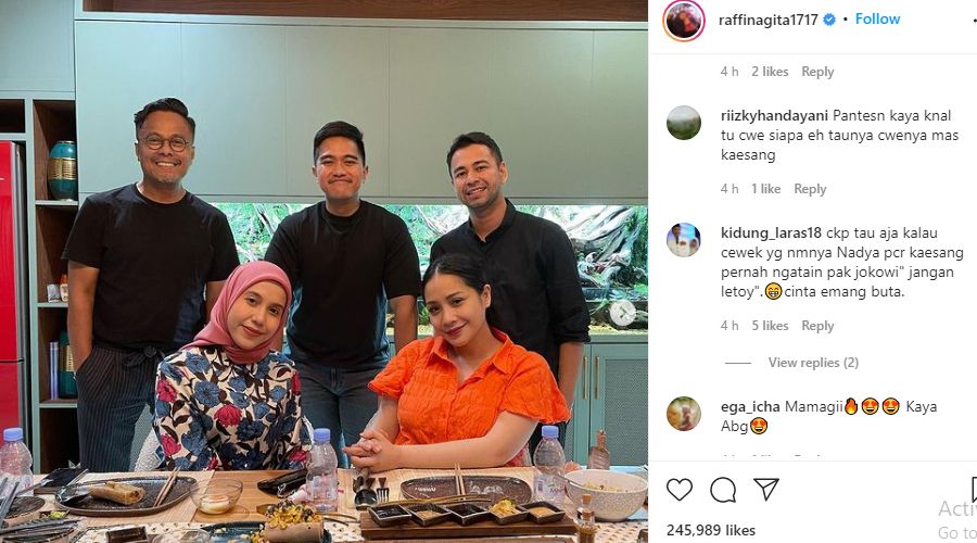 Momen Makan Malam Kaesang dan Nadya Arifta Bersama Raffi Nagita, Netizen: Pernah Ngatain Pak Jokowi