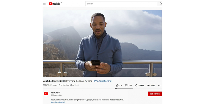 YouTube Rewind menjadi video dengan paling banyak jumlah dislike di seluruh platform.