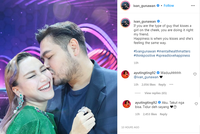 Unggahan Instagram Ivan Gunawan yang sedang mencium pipi Ayu Ting Ting